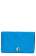 Women's Tory Burch Medium Georgia Slim Leather Wallet - Blue