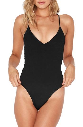 Women's L Space Pucker One-piece Swimsuit - Black