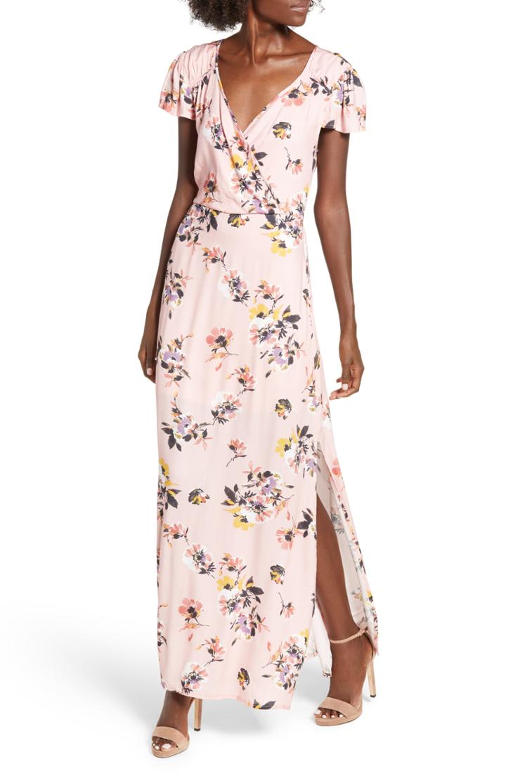 Women's Row A Floral Maxi Dress, Size - Pink