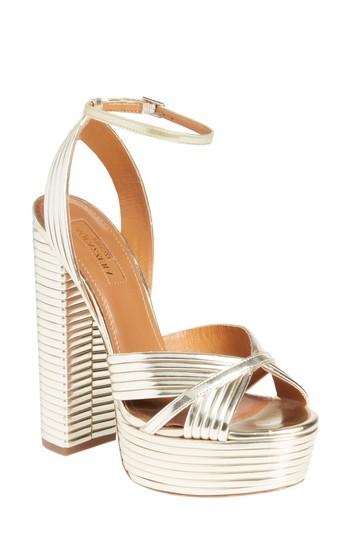 Women's Aquazzura Sundance Platform Sandal Us / 41eu - Metallic