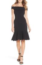 Women's Eliza J Off The Shoulder Flounce Hem Sweater Dress - Black