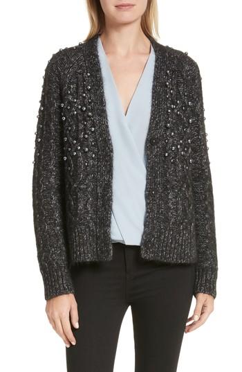 Women's Rag & Bone Jemma Imitation Pearl Embellished Cardigan - Grey