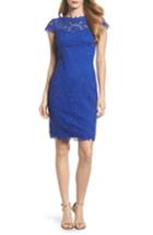 Women's Tadashi Shoji Crochet Sheath Dress - Blue