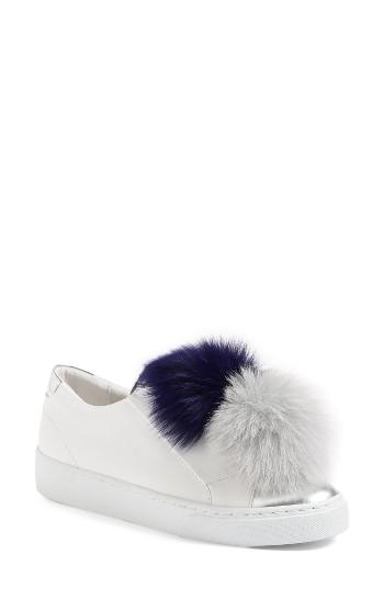 Women's Here/now Arian Genuine Fox Fur Trim Sneaker