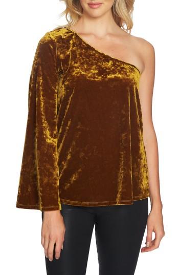 Women's 1.state One-shoulder Velvet Top, Size - Yellow