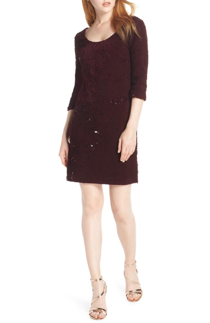 Women's Bb Dakota Sequined Velvet Dress, Size - Burgundy