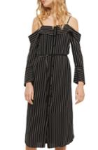 Women's Topshop Pinstripe Midi Shirtdress Us (fits Like 0-2) - Black