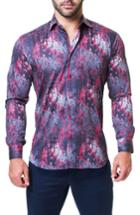 Men's Maceoo Fibonacci Crackle Trim Fit Print Sport Shirt (s) - Red
