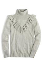 Women's J.crew Tippi Ruffle Turtleneck Sweater, Size - Grey