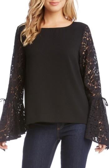 Women's Karen Kane Tie Sleeve Top - Black