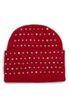 Women's Tasha Studded Beanie Hat - Red