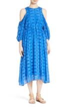 Women's Tibi Luca Cold Shoulder Eyelet Midi Dress