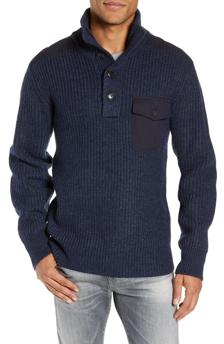 Men's Schott Nyc Wool Blend Military Sweater