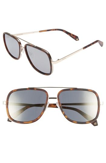 Women's Polaroid 57mm Polarized Aviator Sunglasses - Gold/ Dark Havana