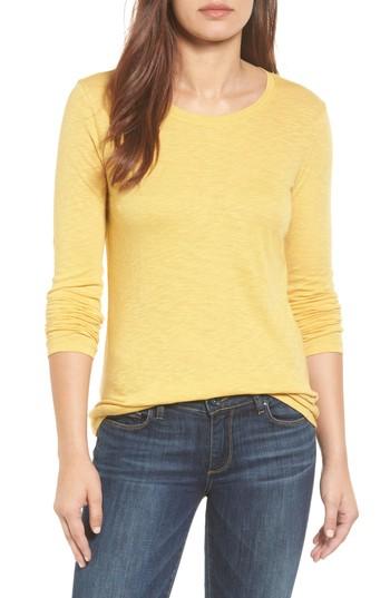Petite Women's Caslon Long Sleeve Crewneck Tee P - Yellow
