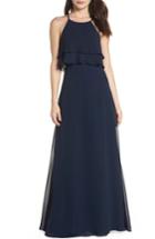 Women's Jenny Yoo Charlie Ruffle Chiffon Gown - Blue