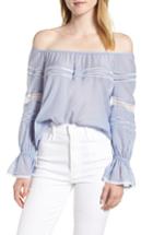 Women's Hinge Lace Detail Off The Shoulder Blouse - Blue