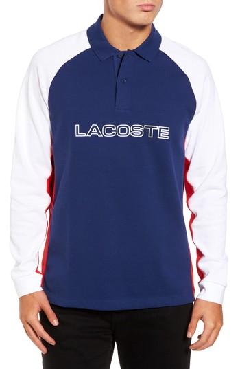 Men's Lacoste Heavyweight Pique Graphic Polo (s) - Blue