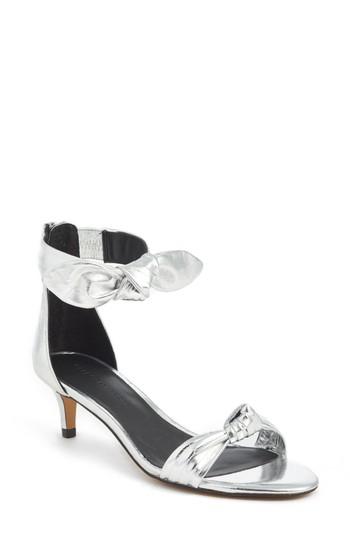 Women's Rebecca Minkoff Kaley Knotted Kitten Heel Sandal M - Metallic
