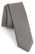 Men's Boss Solid Cotton & Silk Tie, Size - Grey