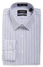 Men's Nordstrom Men's Shop Smartcare(tm) Trim Fit Check Dress Shirt .5 34/35 - Grey