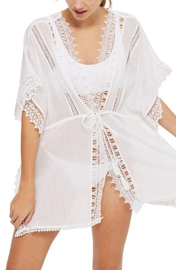 Women's Topshop V-neck Cover-up Caftan - White