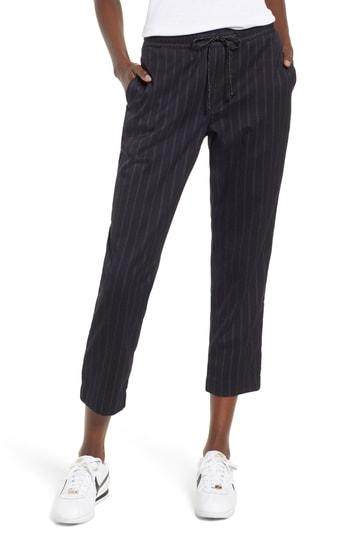 Women's Union Bay Pinstripe Crop Pants - Black