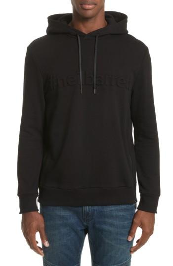 Men's Neil Barrett Logo Embossed Side Zip Hoodie