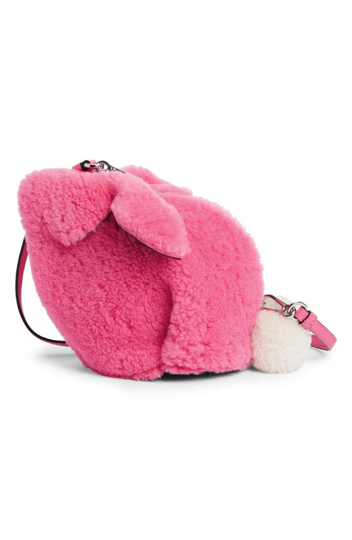 Loewe Mini Bunny Fuzzy Genuine Shearling Crossbody Bag - Pink