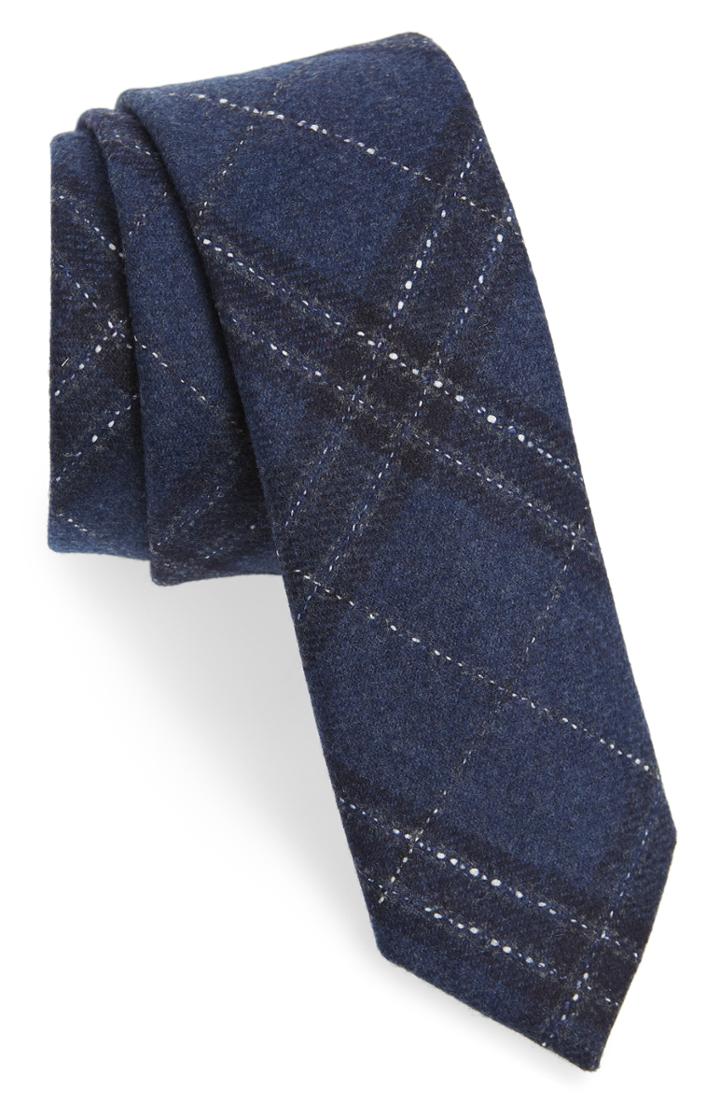 Men's The Tie Bar Sotto Plaid Wool Blend Tie, Size - Blue