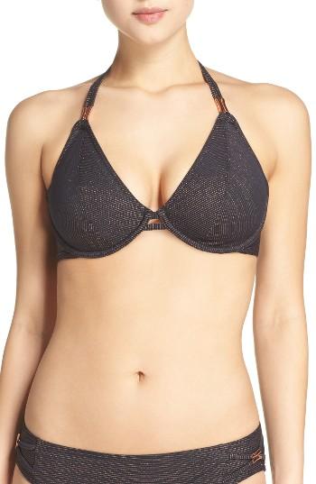 Women's Freya 'glam Rock' Underwire Halter Bikini Top D - Black