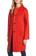Women's Fleurette Collarless Loro Piana Wool Coat - Red