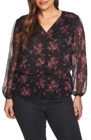 Women's 1.state Wildflower V-neck Peplum Blouse