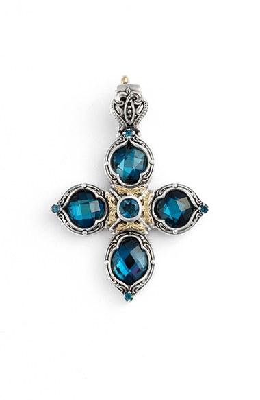 Women's Konstantino 'thalassa' Blue Topaz Cross Pendant