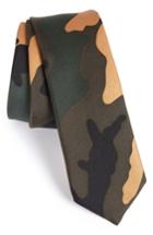 Men's Valentino Camo Silk Skinny Tie, Size - Green