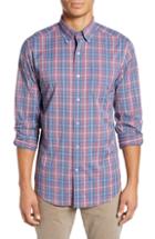 Men's Southern Tide Lodge Intercoastal Regular Fit Plaid Performance Sport Shirt, Size - Blue