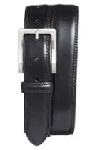 Men's Bosca Double Stitch Leather Belt - Black Nappa Vitello