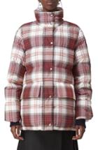 Women's Burberry Selsey Check Print Down Coat, Size - White