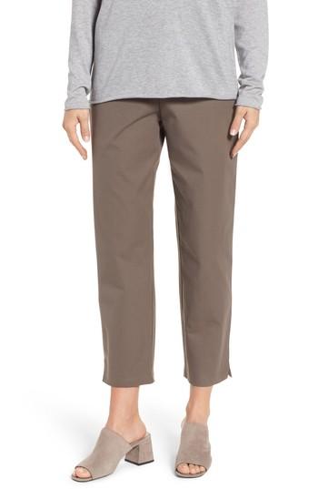 Women's Eileen Fisher Organic Stretch Cotton Twill Ankle Pants, Size - Grey