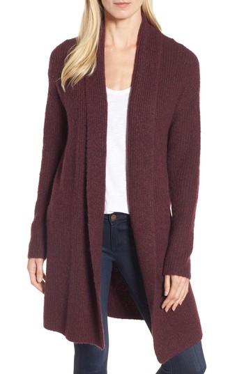 Women's Halogen Textured Open Front Cardigan - Burgundy