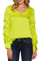 Women's Cece Satin Gathered Sleeve Blouse, Size - Yellow