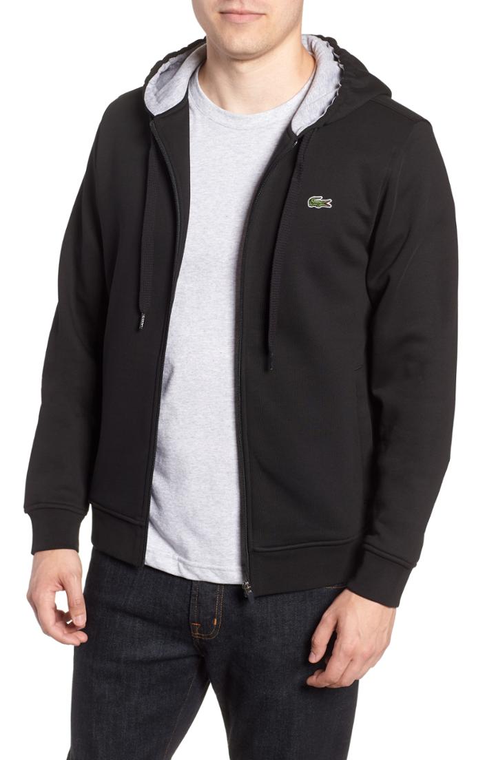 Men's Lacoste Fleece Zip Hoodie (xl) - Black