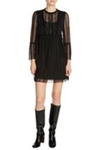Women's Maje Rezane Crepe & Swiss Dot Dress - Black