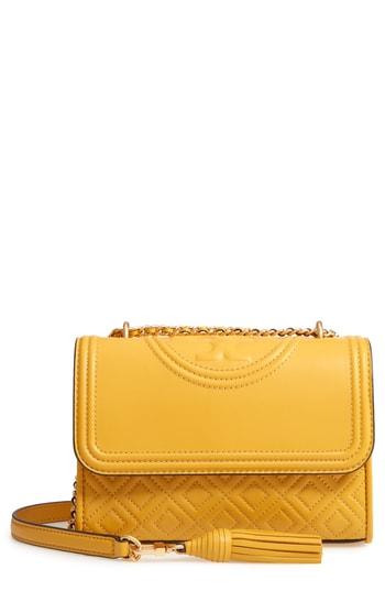 Tory Burch Small Fleming Leather Convertible Shoulder Bag - Yellow