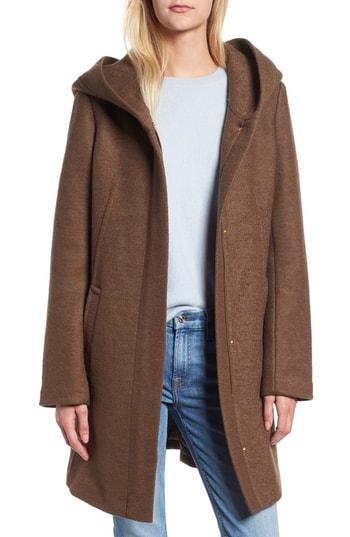 Women's Cole Haan Signature Textured Hooded Coat - Grey