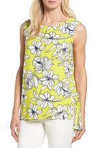 Women's Chaus Print Mixed Media Side Tie Top - Yellow