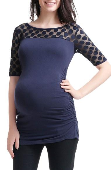 Women's Kimi And Kai 'gisele' Dot Mesh Maternity Top - Blue
