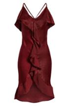 Women's Misa Los Angles Ele Ruffle Crinkled Satin Slipdress - Burgundy