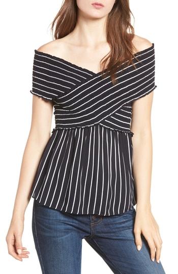 Women's Soprano Stripe Off The Shoulder Top - Blue