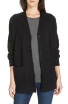Women's Eileen Fisher Organic Cotton Blend Boyfriend Cardigan, Size - Black